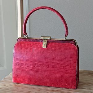 Vintage Bellestone Purse from I. Magnin - Red Lizard Leather